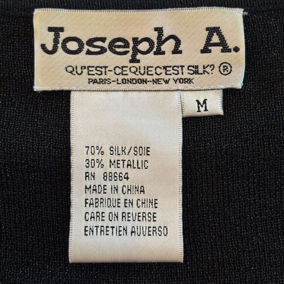 JOSEPH A Qu'est que c'est Silk Vtg Silk Metallic Sweater with Beaded Trim - Sz M - Picture 7 of 9